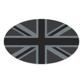 Black Union Jack Flag Design Oval Sticker