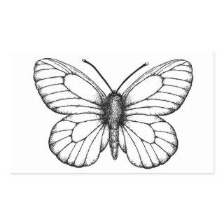 Black-veined white butterfly rectangular sticker