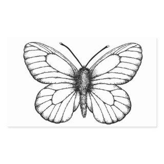 Black-veined white butterfly rectangular sticker