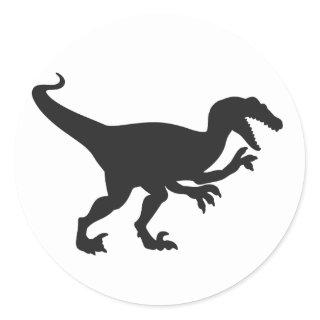 Black velociraptor dinosaur - Choose back color Classic Round Sticker