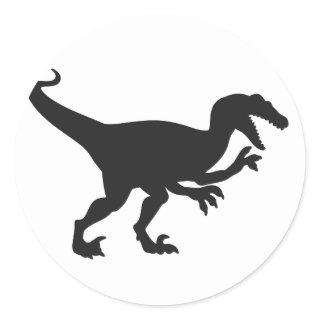 Black velociraptor dinosaur - Choose back color Classic Round Sticker