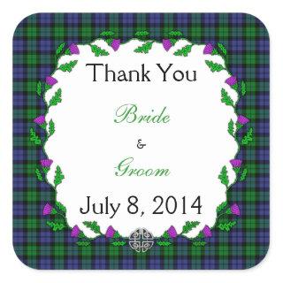 Black Watch Military Celtic Wedding Thank You Square Sticker