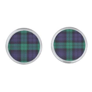 Black Watch Tartan Silver Cufflinks