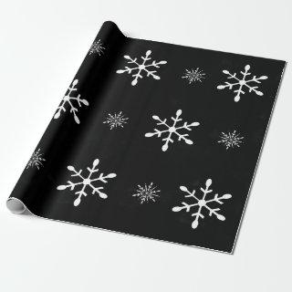Black Watercolor and White Snowflakes | Christmas