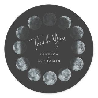 Black Watercolor Moon Phases Personalized  Classic Round Sticker