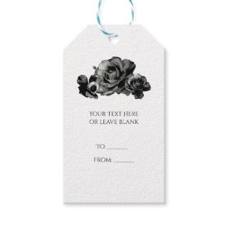 Black Watercolor Roses Elegant Wedding Gift Tags