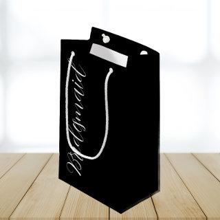 Black Wedding Bridesmaid Stylized Script Small Gift Bag