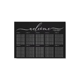 Black Wedding Welcome Seating Table Numbers Canvas Print