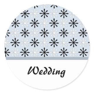 Black, White and Blue Wedding Theme Classic Round Sticker