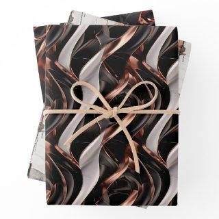 Black, White and Copper Abstract 3D Illusion  Sheets