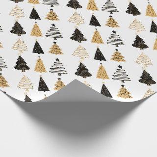 Black, White and Gold Whimsical Christmas Trees