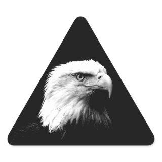 Black & White Bald Eagle Triangle Sticker