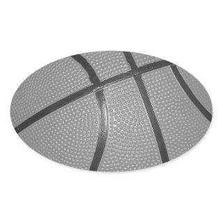 Black & White Basketball Oval Sticker