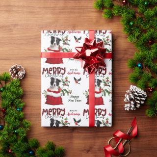 Black White Border Collie Puppy Christmas Gift Bag