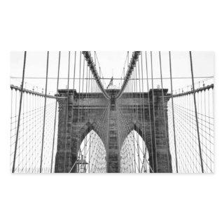 Black White Brooklyn Bridge New York Rectangular Sticker