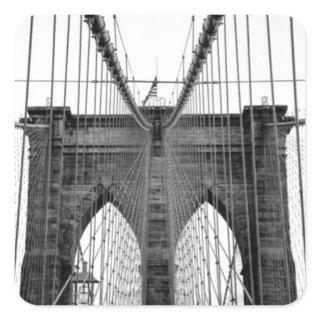 Black White Brooklyn Bridge New York Square Sticker