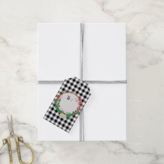 Black White Buffalo Check and Berries Christmas Gift Tags