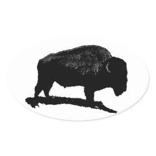 Black & White Buffalo Oval Sticker