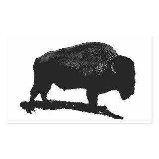 Black & White Buffalo Rectangular Sticker