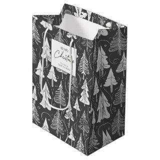 Black White Christmas Pattern#5 ID1009 Medium Gift Bag