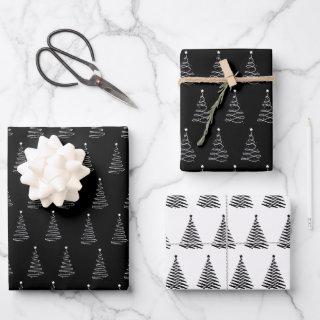 Black White Christmas Tree Pattern Elegant Simple   Sheets