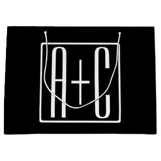 Black & White | Couples Initials Large Gift Bag