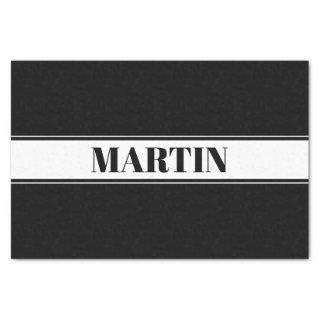 Black & White Custom Name Stripe Tissue Paper