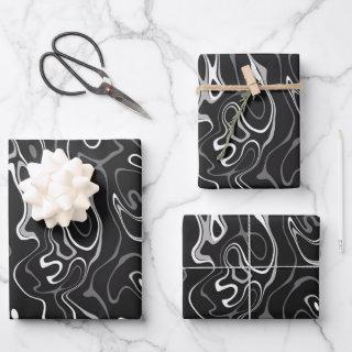 Black white damascus abstract swirls cool pattern  sheets