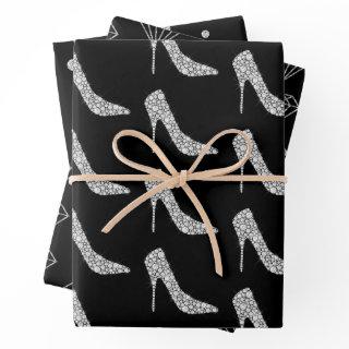Black White Diamond High Heel Shoe Wedding  Sheets