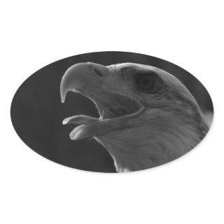 Black & White Eagle Oval Sticker