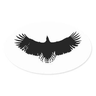 Black & White Eagle Silhouette Oval Sticker