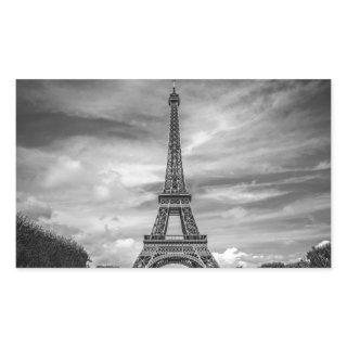 Black & White Eiffel Tower Paris France Rectangular Sticker