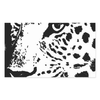 Black & White Eye of Leopard Rectangular Sticker