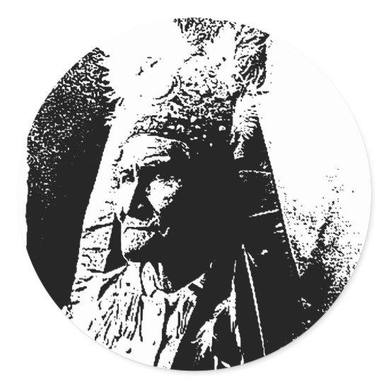 Black & White Geronimo Classic Round Sticker