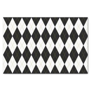 Black | White | Gold Argyle Pattern Tissue Paper