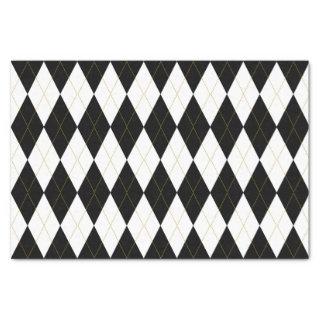 Black | White | Gold Argyle Pattern Tissue Paper