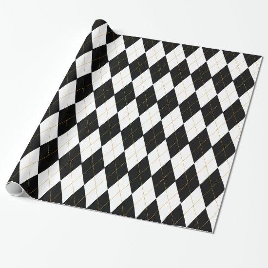 Black | White | Gold Argyle Pattern