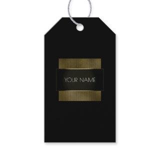 Black White Gold Frame Conceptual Minimal Name Gift Tags
