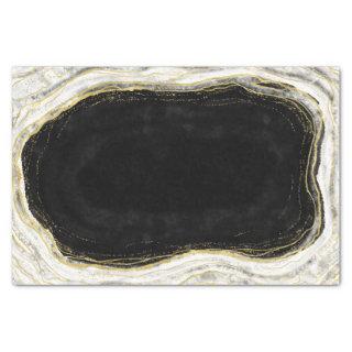 Black White & Gold Geode Agate Marble Wedding Tissue Paper