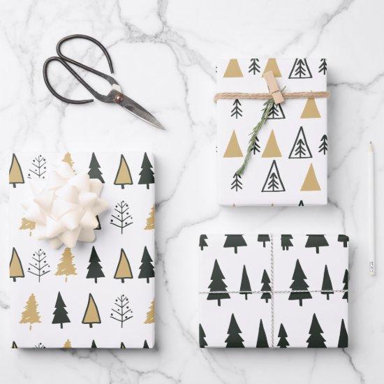 Black white gold modern Christmas tree  Sheets