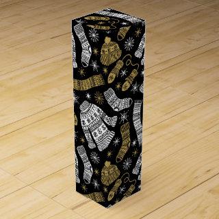 Black White Gold Modern Winter Clothing Wine Box