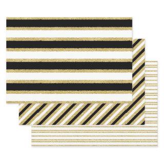 Black White Gold Stripes Assortment  Sheets