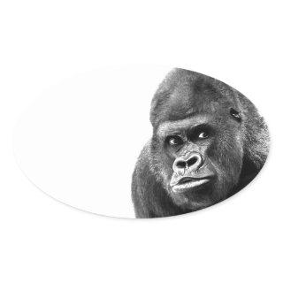 Black White Gorilla Oval Sticker