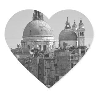 Black White Grand Canal Venice Italy Travel Heart Sticker