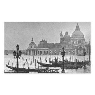 Black White Grand Canal Venice Italy Travel Rectangular Sticker