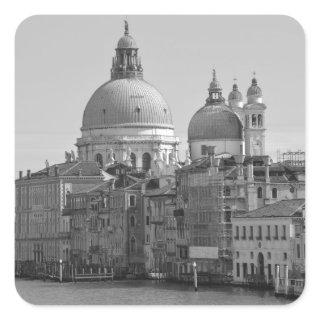Black White Grand Canal Venice Italy Travel Square Sticker