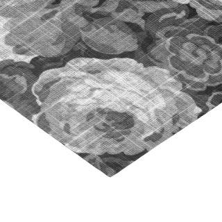 Black & White Gray Tone Vintage Floral Toile No.5 Tissue Paper