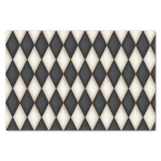 Black & White Harlequin  Check Medieval Fairytale Tissue Paper