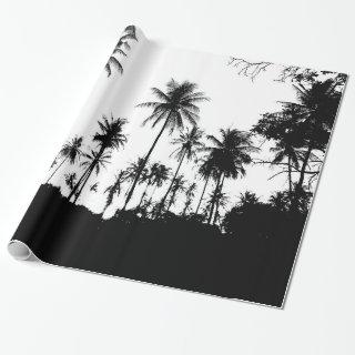 Black White Hawaiian Exotic Palm Tree Silhouettes