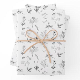 Black & White Herbs Botanical Wildflowers Pattern   Sheets